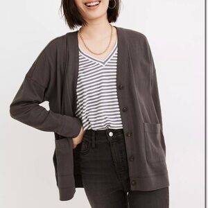 New Madewell Cardigan Tee Button Front V Neck Charcoal